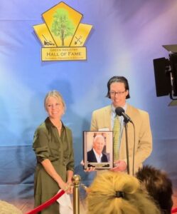 Pictured: Heidi Dramm Becker and Hans Dramm, Kurt Dramm's daughter and son. Photo courtesy of Dramm Corporation.