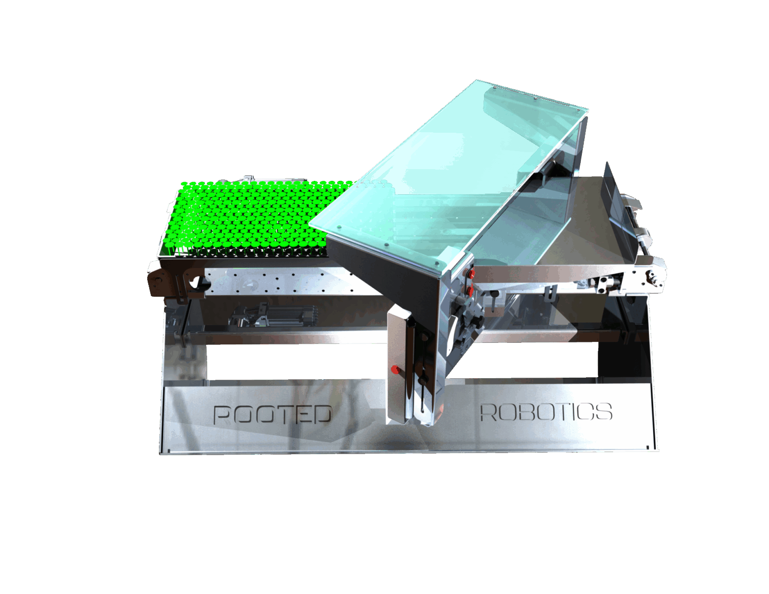 A seeder for 1020 trays made by Rooted Robotics.