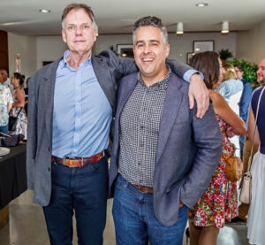 Dümmen Orange CEO Anthony Christiaanse (left) and Frank Magnusson (right), regional head for Dümmen Orange North America, attend a reception during Cultivate’24.