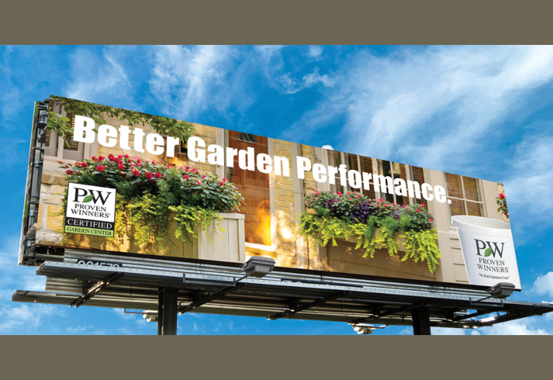 Billboard with image of plants and text says: Better Garden Performance.