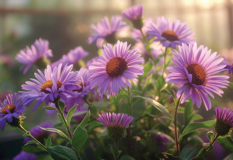purple daisy-like flowers