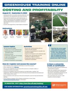 Online Costing and Profitability course at University of Florida flyer