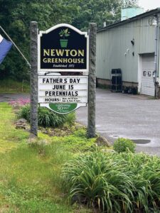entrance sign of Newton Greenhouse in New Hampshire