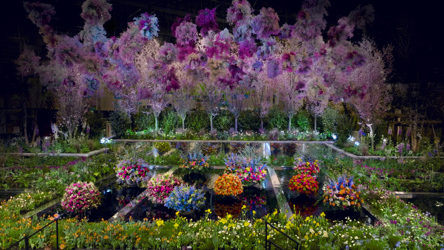 PHS - Entrance Garden - Edges and Reflections - Bold, sculptural floral arrangement
