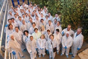 Tomato growers, owners and consultants visited greenhouses during the Philips High Wire Event. Photo: Philips