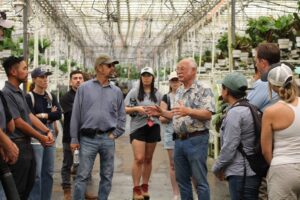 Members from regulatory agencies tour Olive Hill Greenhouse in Fallbrook hosted by the San Diego Region Irrigated Lands Group. Photo by Saoimanu Sope.