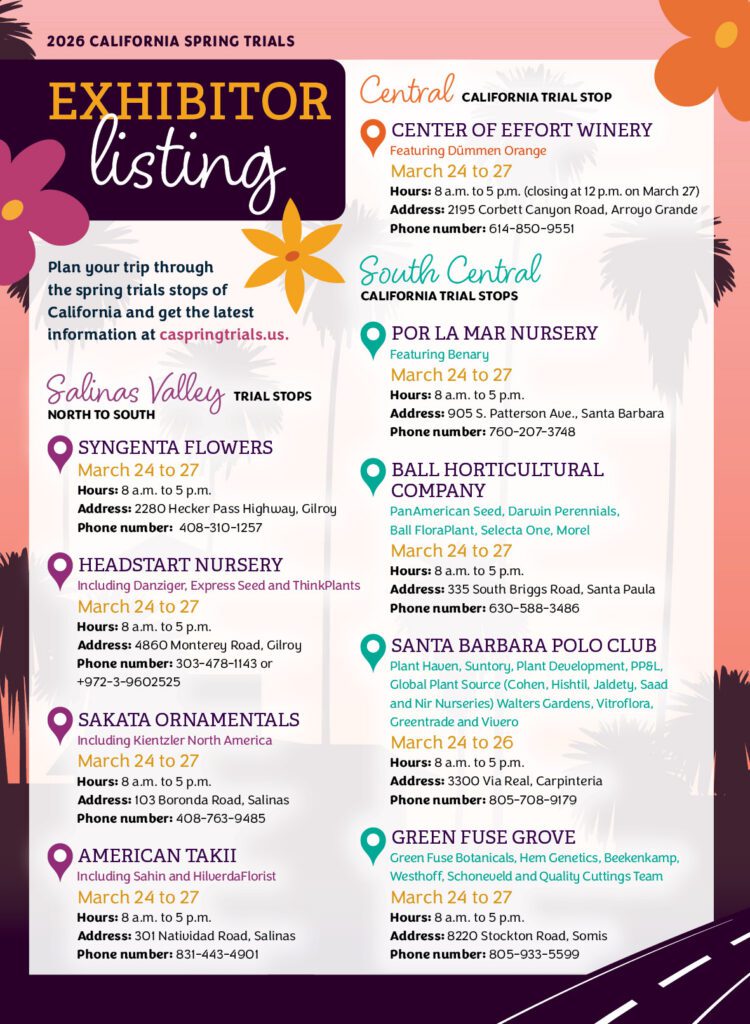 Plan your trip to 2026 California Spring Trials