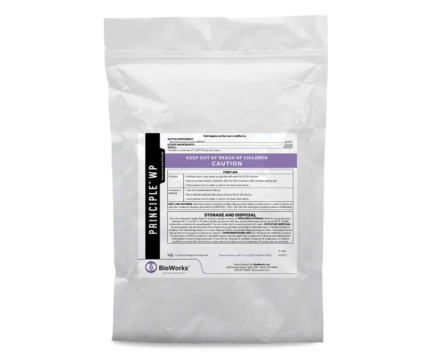 Photo of package for BioWorks PRINCIPLE WP biocontrol. 