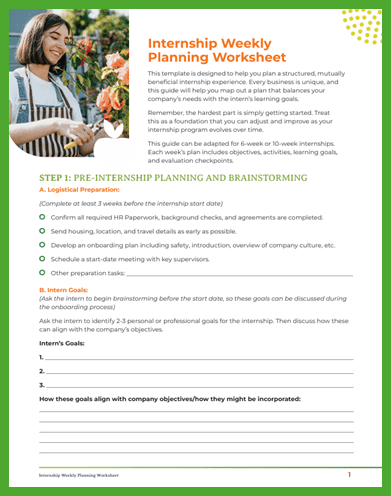 Seed Your Future internship worksheet