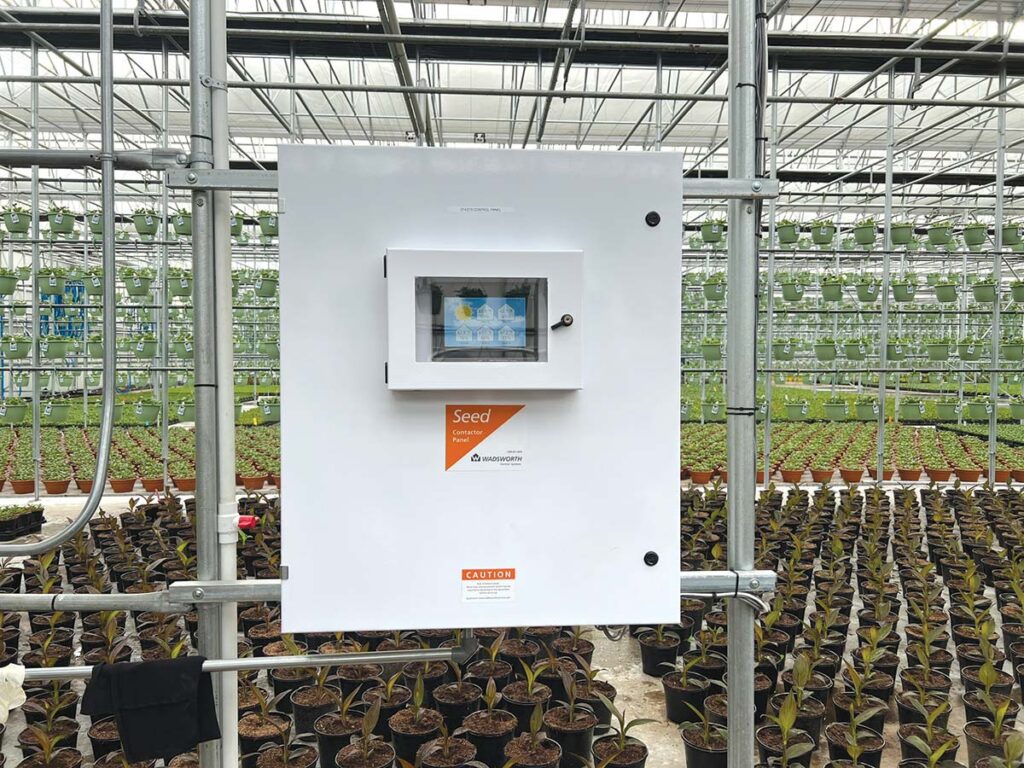 environmental control system panel inside a greenhouse